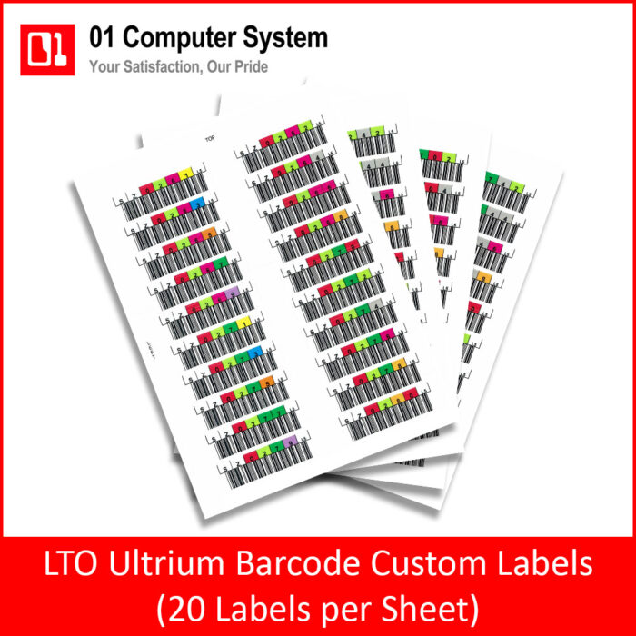 Certified LTO Ultrium Barcode Custom Labels (20 Labels per Sheet)